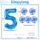 Blue Birthday Balloon Numbers 65, 40 Inch Big Foil Mylar Number 5 And 6 Balloons With Blue Confetti Latex Helium Balloons Set Fo