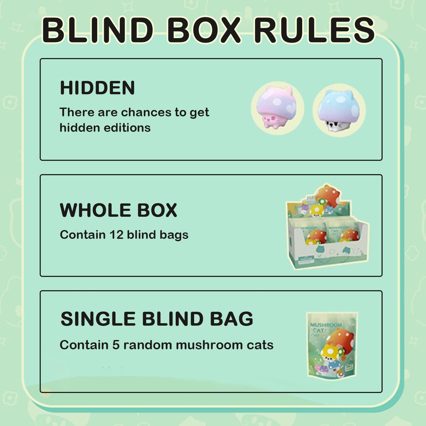 Beemai Mushroom Cat Series Blind Pack (5Pcs In One Bag) Random Design Cute Figures Collectible Toys Birthday Gifts