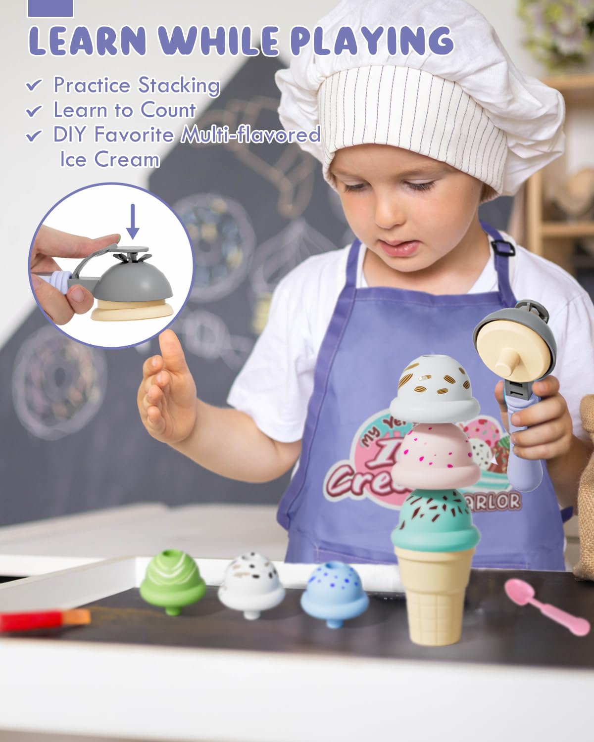 Lehoo Castle Ice Cream Toys for Toddlers 3-5, Toys for 3 4 Year Old Girls, Play Ice Cream Counter Shop Playset for Kids, Gift fo