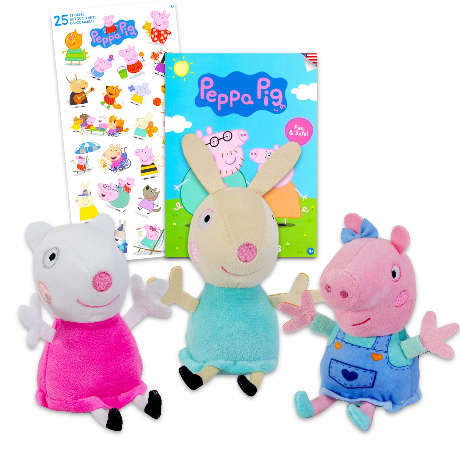 Peppa Pig Plush Set | Bundle With 3 Plush Dolls With Stickers And Tattoos | Peppa Pig Plushies For Kids, Boys, Girls (Styles May
