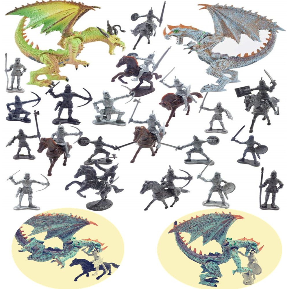 Guaishou Dragon Knight Action Figure Horse With Lance Fantasy World Ancient Soldiers Warriors Army Cavalry Party Favors Classic Soldier Toys