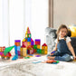 Bmag Magnet Building Blocks Set - 100PCS Multicolored Plastic Tiles with 2 Cars, STEM Educational Toy, Model BG23-100