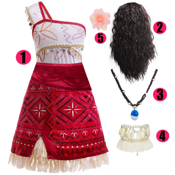 Bubbizozo Girls Moana2 Princess Ocean Adventure Costume Halloween Dress Up Birthday Party Kids Tassel Outfit 3-12T (Adventure 5P