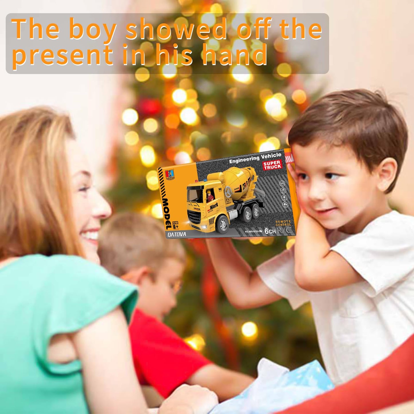MQDMINI Cement Mixer Toy Truck - Children's Remote Control Truck, Toy Cement Mixer Rechargable Hydraulic Car for 6 7 8 9 Year Ol