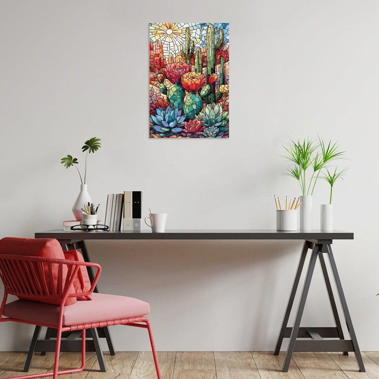 Great Jigsaw Puzzles for mature-themeds 300 Pieces Stained Glass Cactus Puzzles for mature-themeds Toys Gift Family Decoration Kids Puzzle