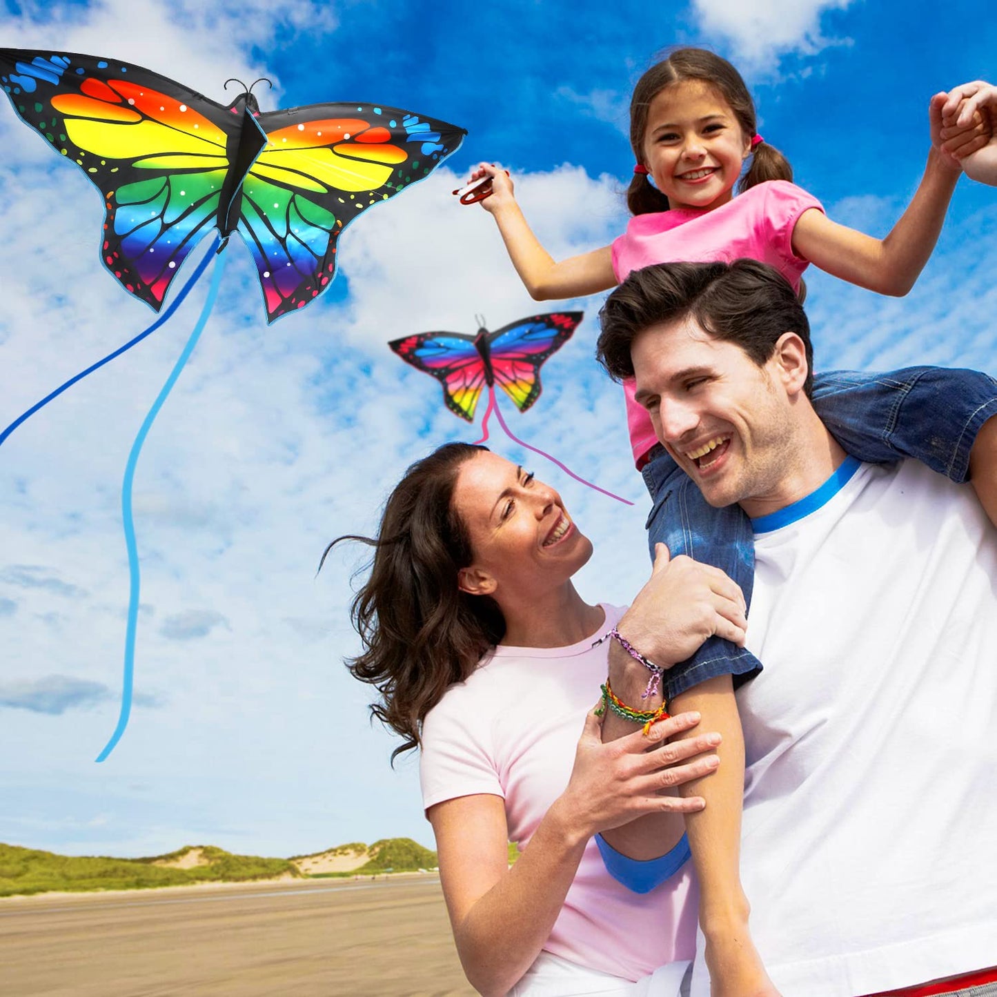 TOY Life 2 Pack Butterfly Kites for Kids Age 4-8 Boys  Beach Kites for Kids Age 8-12  Kites for mature-themed Easy to Fly  Large Kites for Kids Age 3-5  Rainbow Kites  Kids Kites Easy to Fly  Kids Outdoor Toy