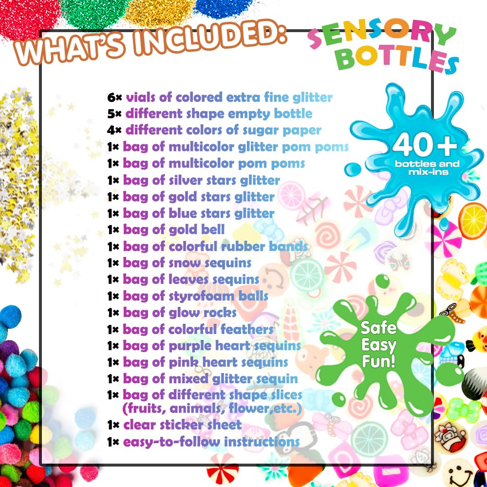 Vmnlooking Sensory Bottles Kits For Calm Down Corner Supplies Magic Mixies Sensory Toys For Toddlers1-3 Kids With Glitter, 5 Fun