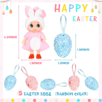 Civaner Easter Eggs Easter Basket Stuffers 10 Pcs Easter Toys Easter Bunny Doll Easter Egg Fillers Easter Bunny Doll Filled East