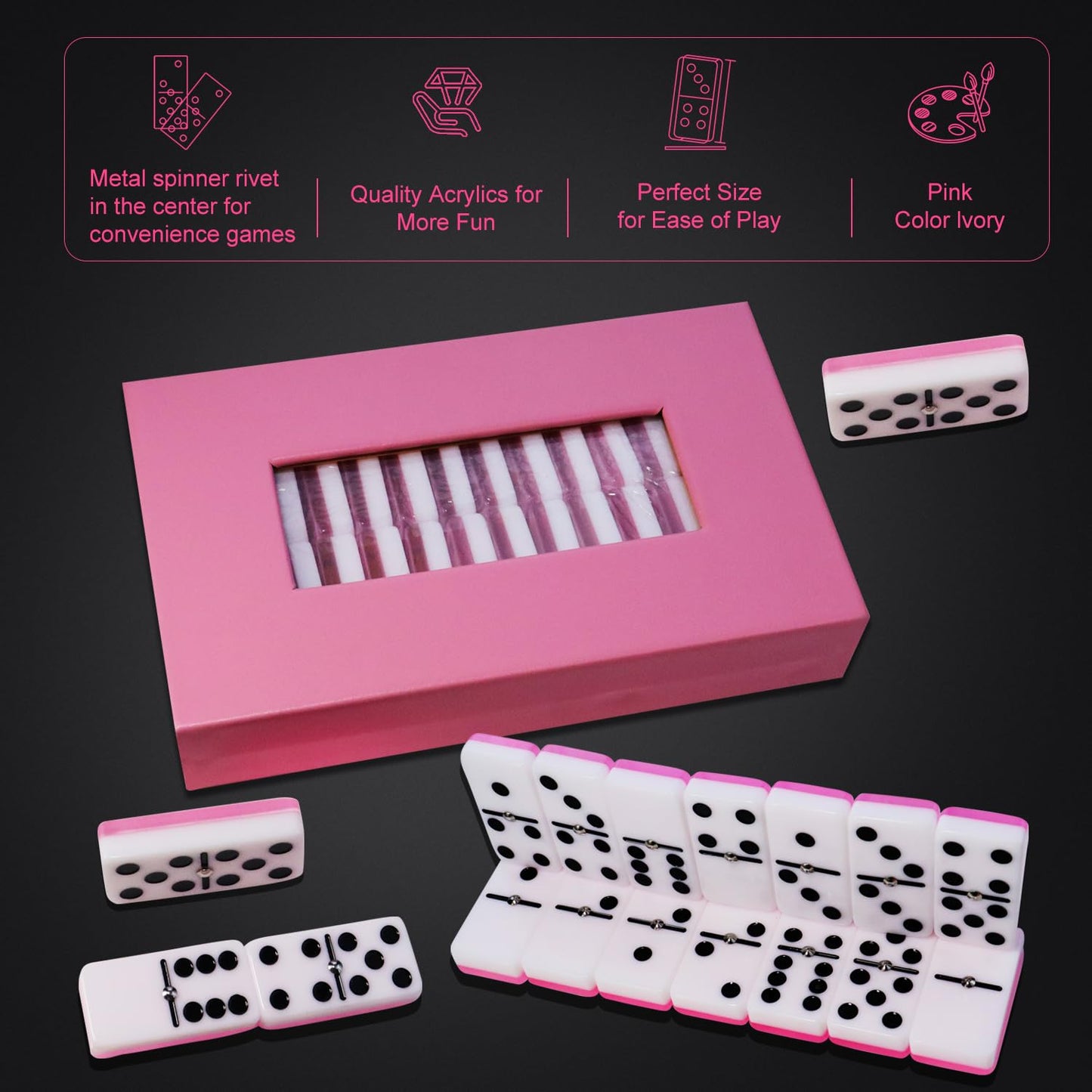 Idtq Double Six Standard Dominos Set 28 Tiles - Dominos Set Games For Adults, Classic Numbers Table Games, Family Travel Dominos