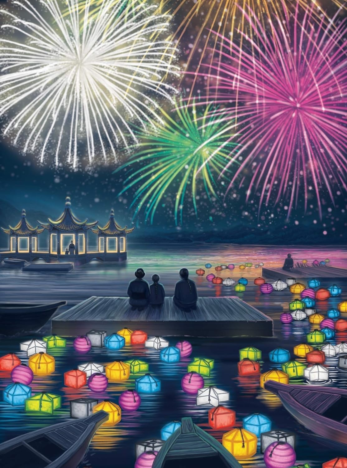 Lanterns Dice - Lights in The Sky  Card Dice Board Game 2-4 Players  30-45 Min  Ages 10 and Up  Decorate The Palace Lake with Floating Lanterns to Impress The Emperor  Score Points for Best Festival