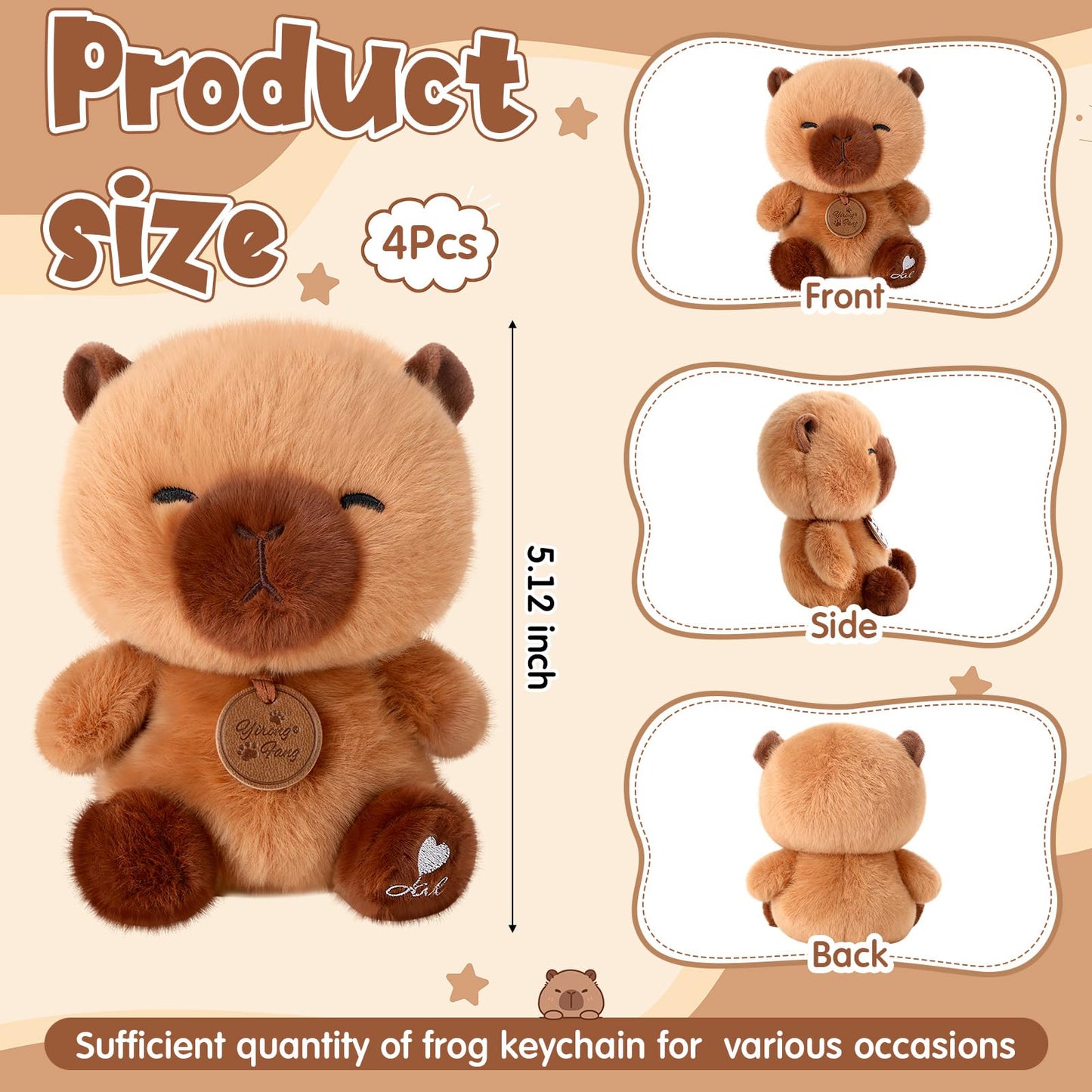 Aoriher 4 Pcs Capybara Stuffed Animal Mini Plush Capybara Gift Small Plushies Doll Birthday Gift Plush Set for Animal Theme Part