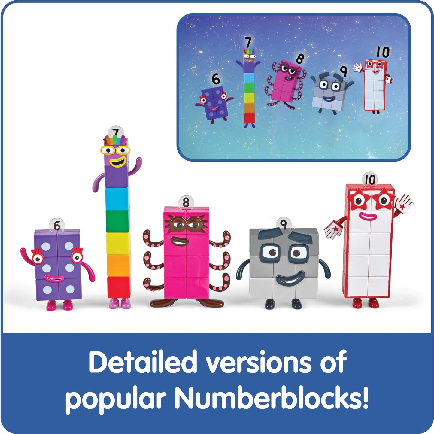 Hand2Mind Numberblocks Friends Six To Ten, Action Figure Set, Toy Figures, Small Figurines For Kids, Counting Blocks, Numbers For Toddlers, Math Toys, Kids Birthday Gifts, Easter Basket Stuffers