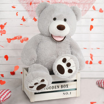 Morismos Giant Teddy Bear With Big Footprints Big Teddy Bear Plush Stuffed Animals (Gray, 39 Inches)