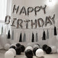Happy Birthday Balloons Banner, Silver Happy Birthday Foil Balloons 16 Inch Mylar Foil Letter Balloons With 8 Pcs Black Silver S
