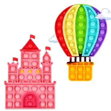 2 Packs Fidget Toys For Kids Girls, Push Bubble Sensory Toy Castle Balloon Silicone Squeeze Toy For Autism Anxiety Stress Relief Adults Travel Office Fidgets Toddlers Classroom Prize Birthday Gifts