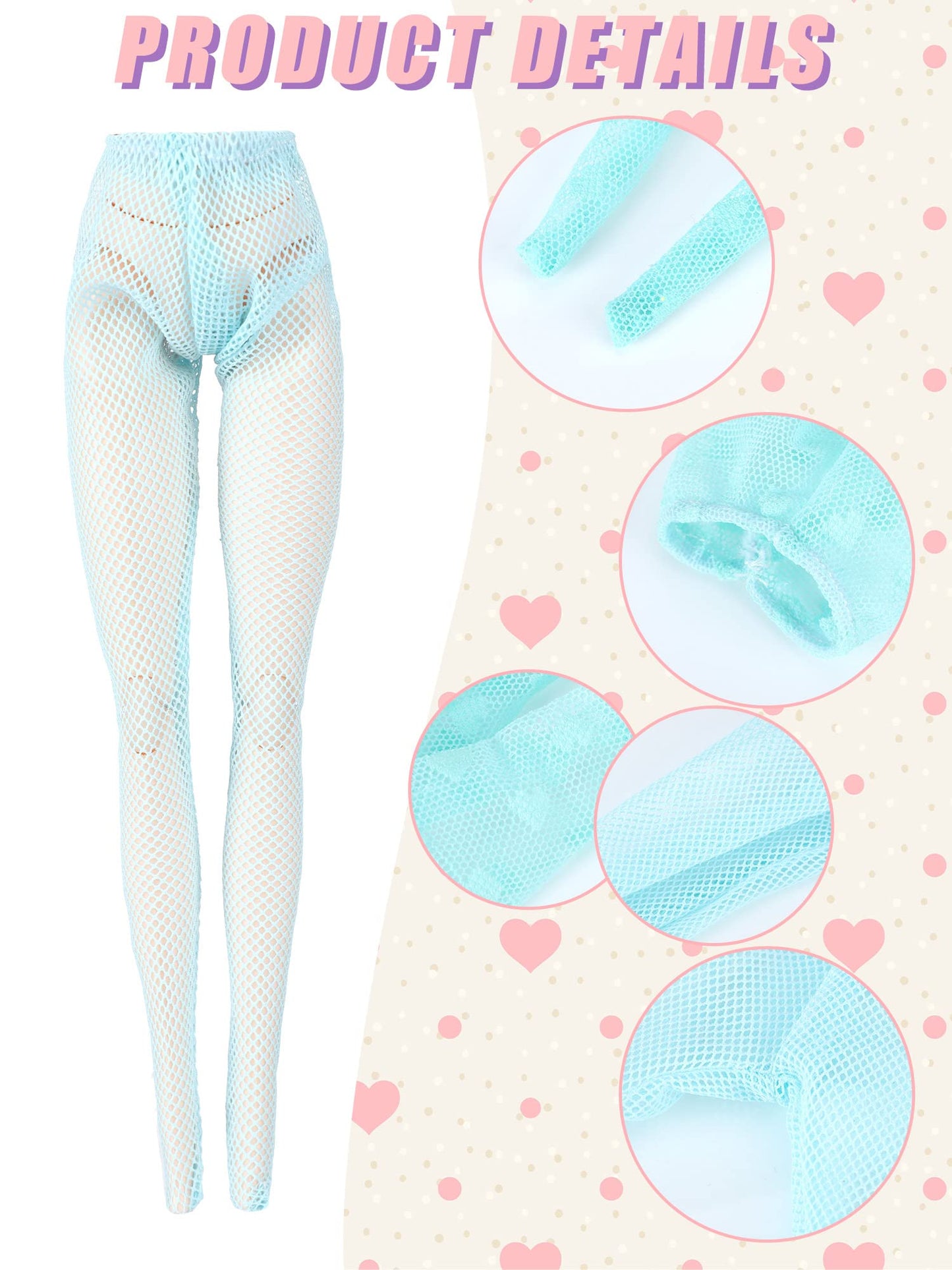 Sotiff 10 Pairs Doll Lace Stockings Handmade Long Sock Christmas Elf Doll Accessories Legging For Diy Doll Clothes Toy(Cute Style)