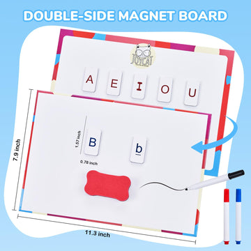 Classroom Magnetic Letter Tiles For Phonics And Spelling-Joycat 234 Foam Alphabet Tiles Magnetic Letters With Double-Side Magnet Board And Compartment Storage Case