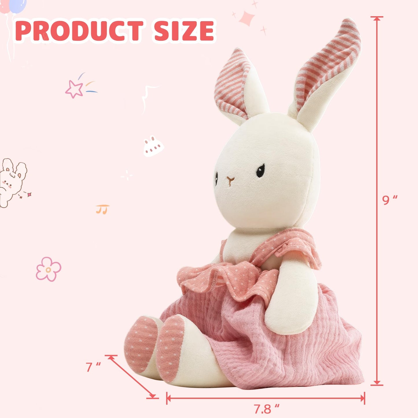 Cuddle Corner Bunny Stuffed Animal Organic Cotton Baby Plush Toys, 9'' Easter Plush Bunny Soft Cuddly Toy For Babies And Toddler