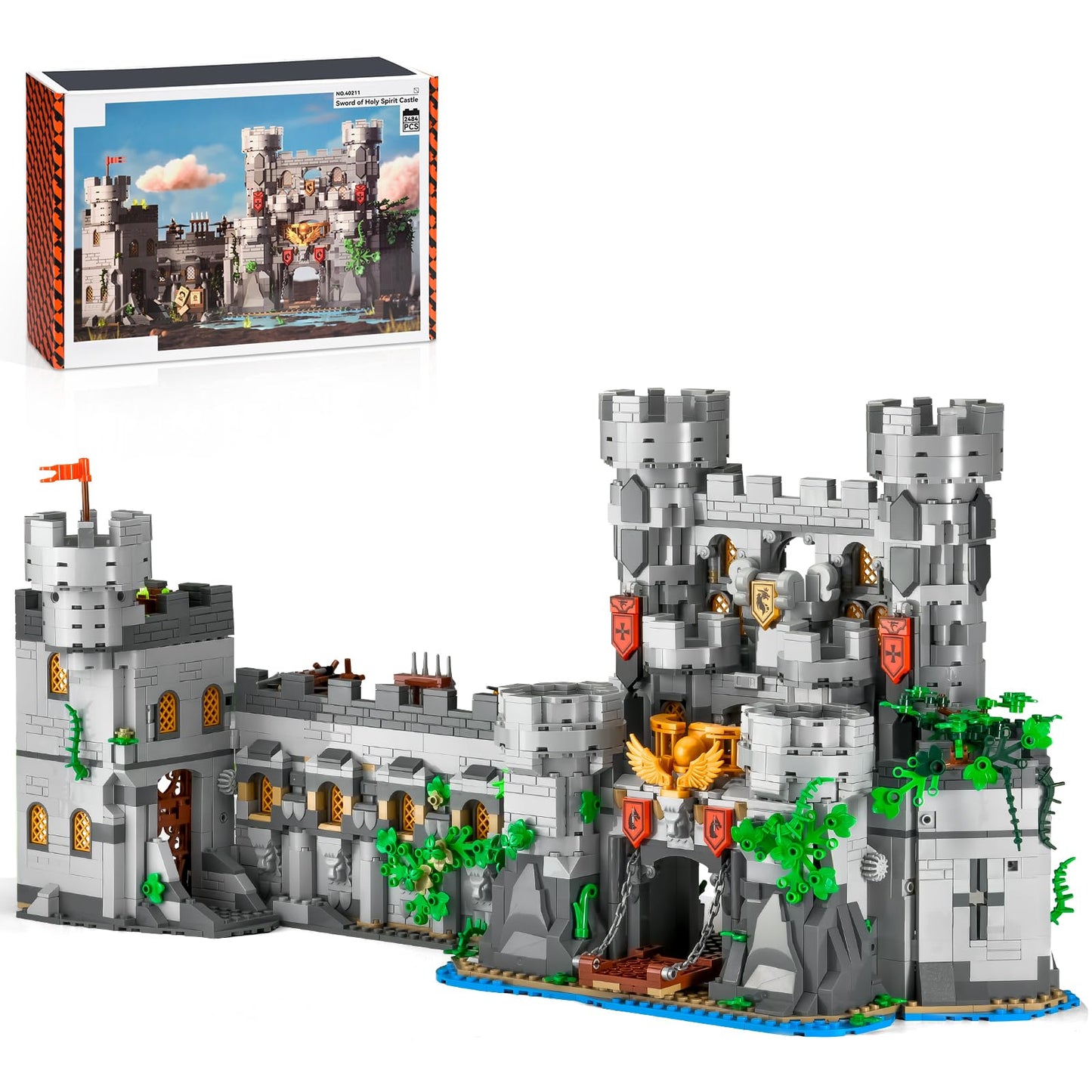 BNG 2in1 Medieval Castle Building Set mature-themed Knights Castle Architecture Model Home Office Decor Collection Building Blocks Toy Creative Gift for Teen 14+(2484PCS)