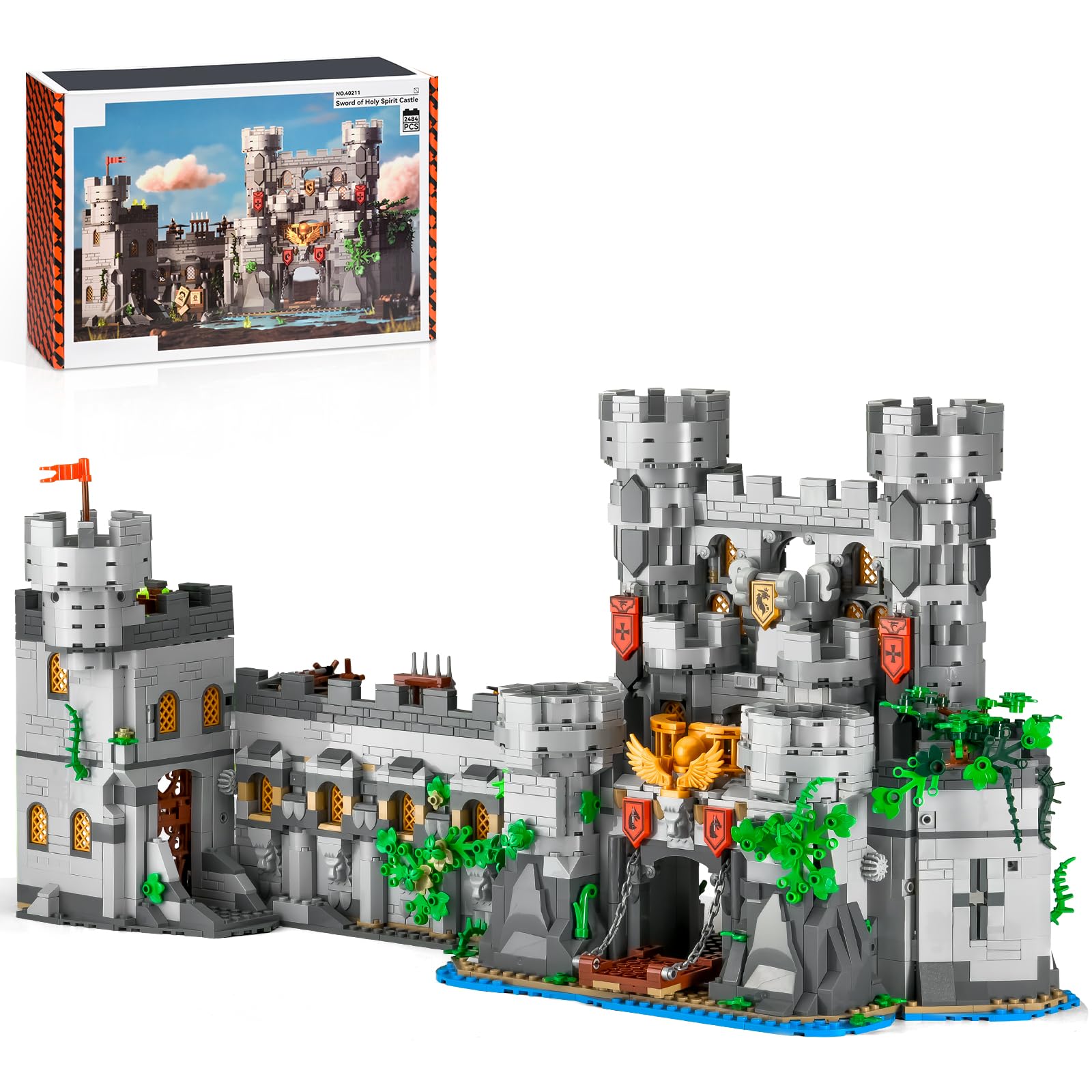 BNG 2in1 Medieval Castle Building Set mature-themed Knights Castle Architecture Model Home Office Decor Collection Building Blocks Toy Creative Gift for Teen 14+(2484PCS)