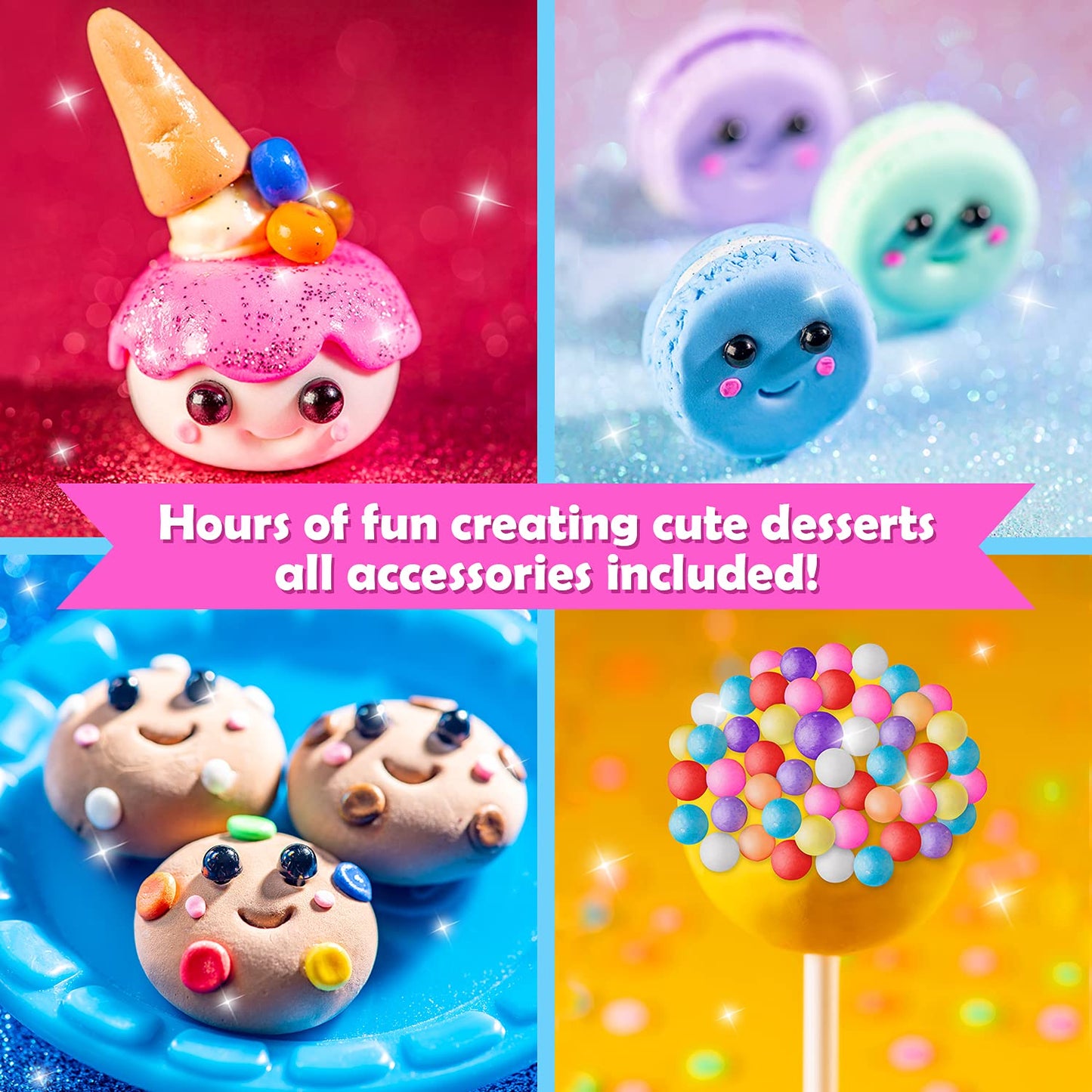 Original Stationery Mini Sweets & Desserts Air Dry Clay Kit, 10 Vibrant Colors Of Air Dry Clay For Kids And Over 30 Pieces In This Diy Kit To Make Miniature Clay Food With Modeling Clay For Sculpting