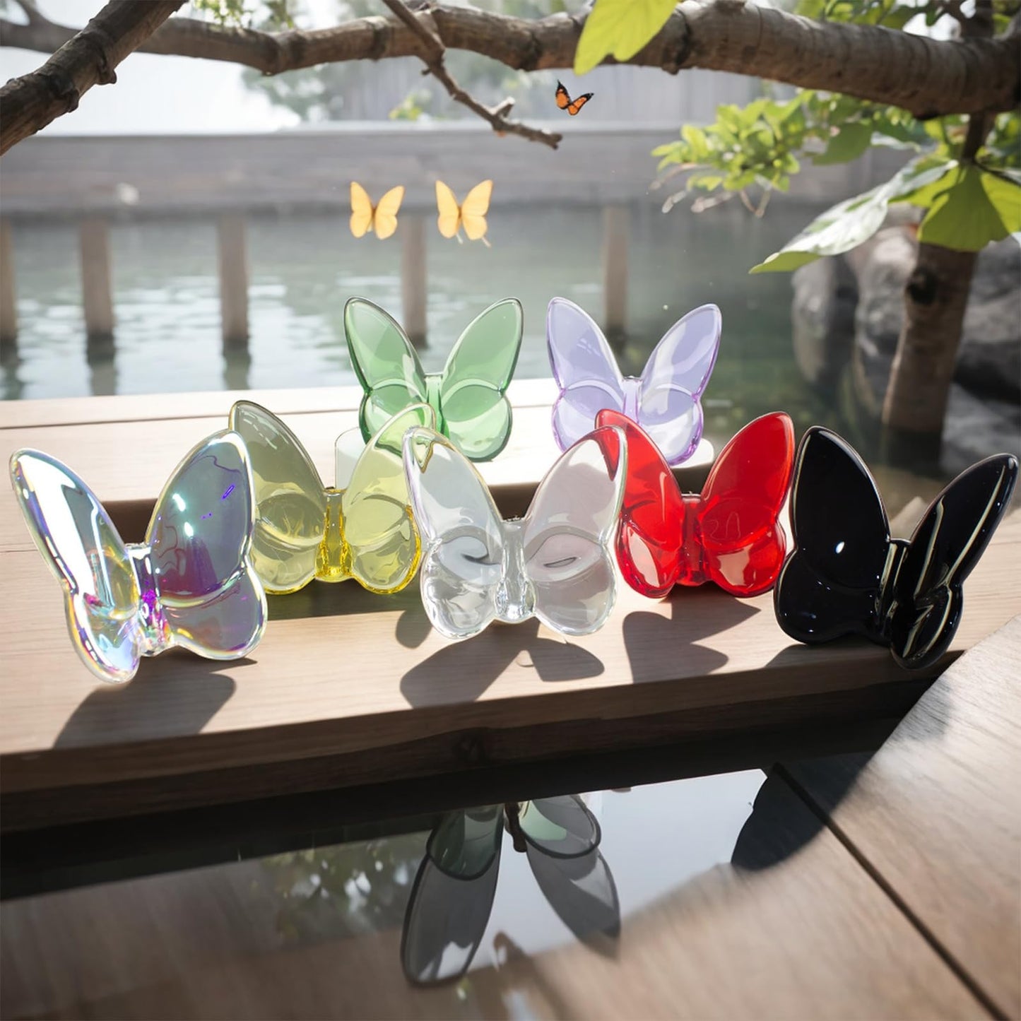 Rotroyce Butterfly Crystal Figurines, Crystal Butterfly Ornament, Glass Butterfly Ornament For Wedding Christmas Party Decor, Crystal Animal Collectible For Butterfly Enthusiasts And Collectors (Red)