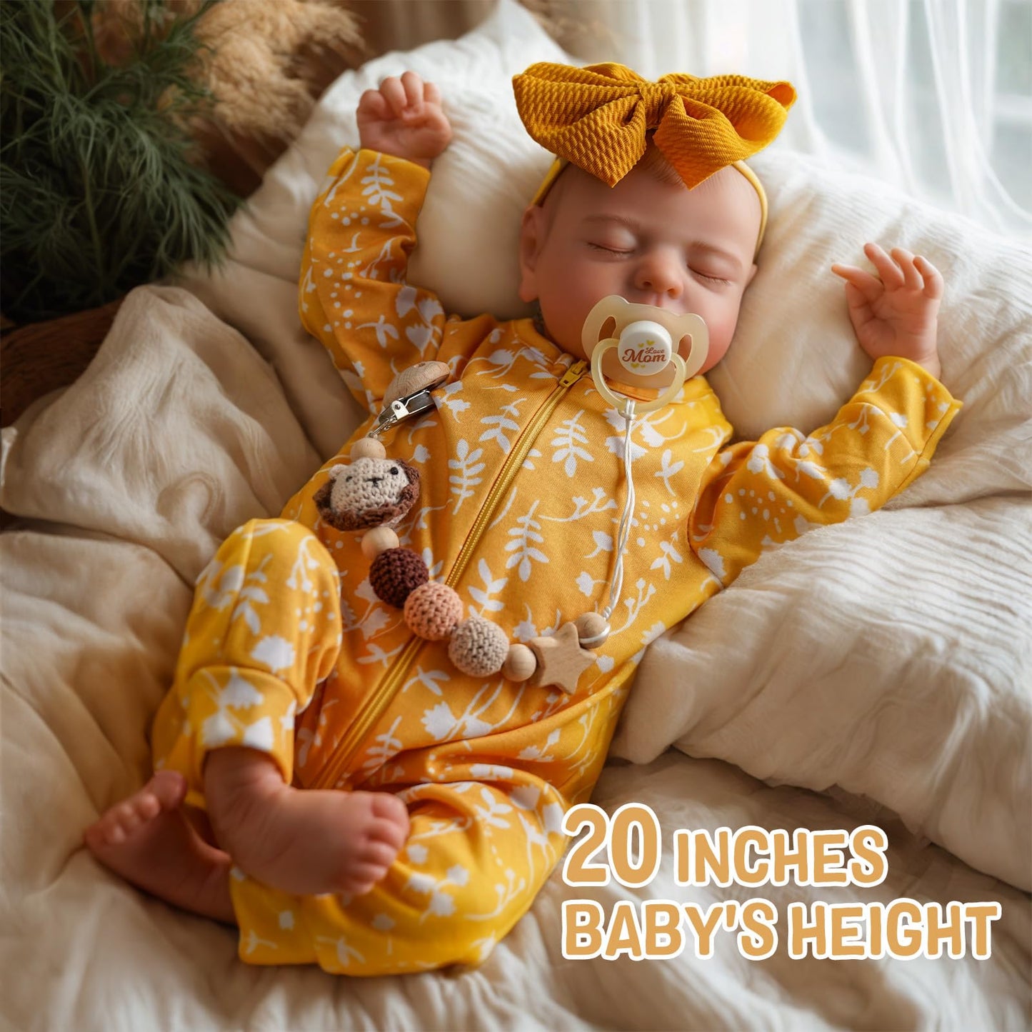 Adfo Lifelike Reborn Baby Dolls, 20 Inch Realistic Newborn Real Life Baby Girl Dolls Soft Full Body Vinyl Girl Baby Dolls With C