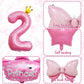 Pink 2Nd Birthday Decorations, Pink 2Nd Birthday Balloon Set With 40 Inch Pink Number 2, Large Helium Foil Mylar Princess Crown Balloon, Pink Bow Foil Balloons For Girls Birthday Party Decoration