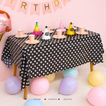 Zjdhpty 3Pack Tablecloths For Rectangle Tables Black Polka Dot Plastic Disposable Table Cloths For Parties Mini Mouse Table Clot