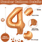 Large Foil Number 4 Balloons, 40 Inch Number Balloon 4 Decor For Boys, Mylar Helium Self Inflating Orange 0-9 Set Balloon For Ki