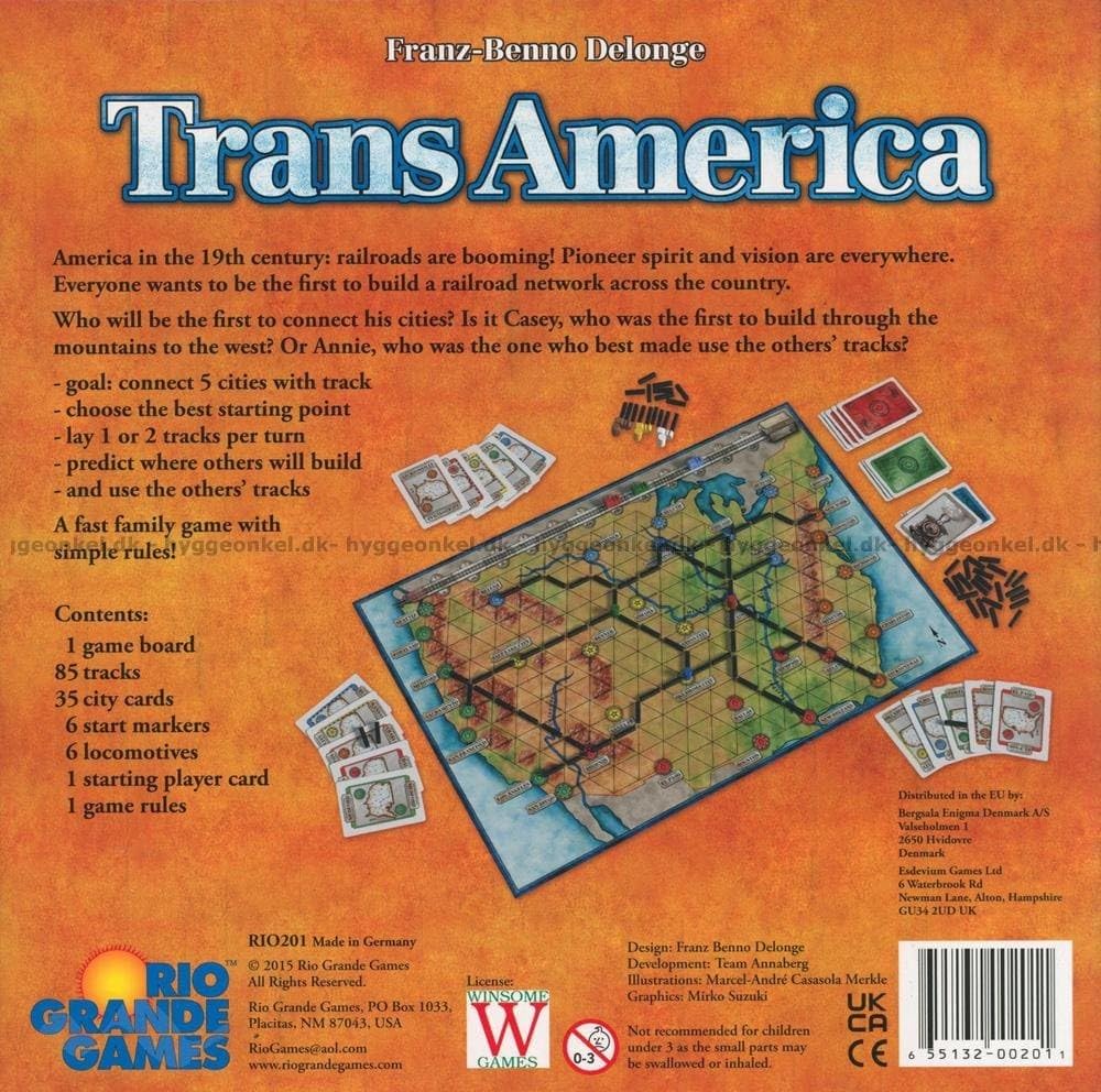 Rio Grande Games Transamerica Board Game - Plastic, Blue, Model 201
