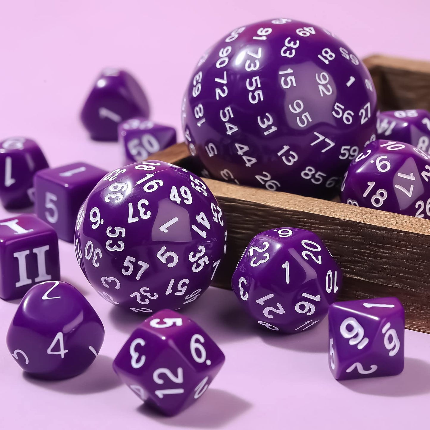 Civaner 15 Pcs Complete Polyhedral Dice Set D3-D100 Spherical RPG Dice Set in Opaque Black, 100 Sides for Role Playing Table Gam