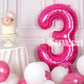 Suwen 40 Inch Hot Pink Large 3 Number Balloons Big Foil Helium Number Balloons 0-9 Jumbo Happy 3Rd Mylar Birthday Party Decorati