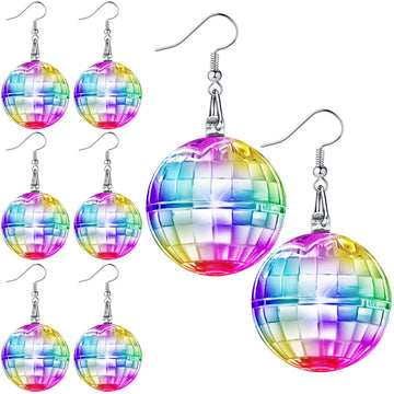Henoyso 4 Pairs Light Up Disco Ball Earrings Led Light Earrings 60S 70S Earrings For Women Girls Bachelorette Party Dance Party