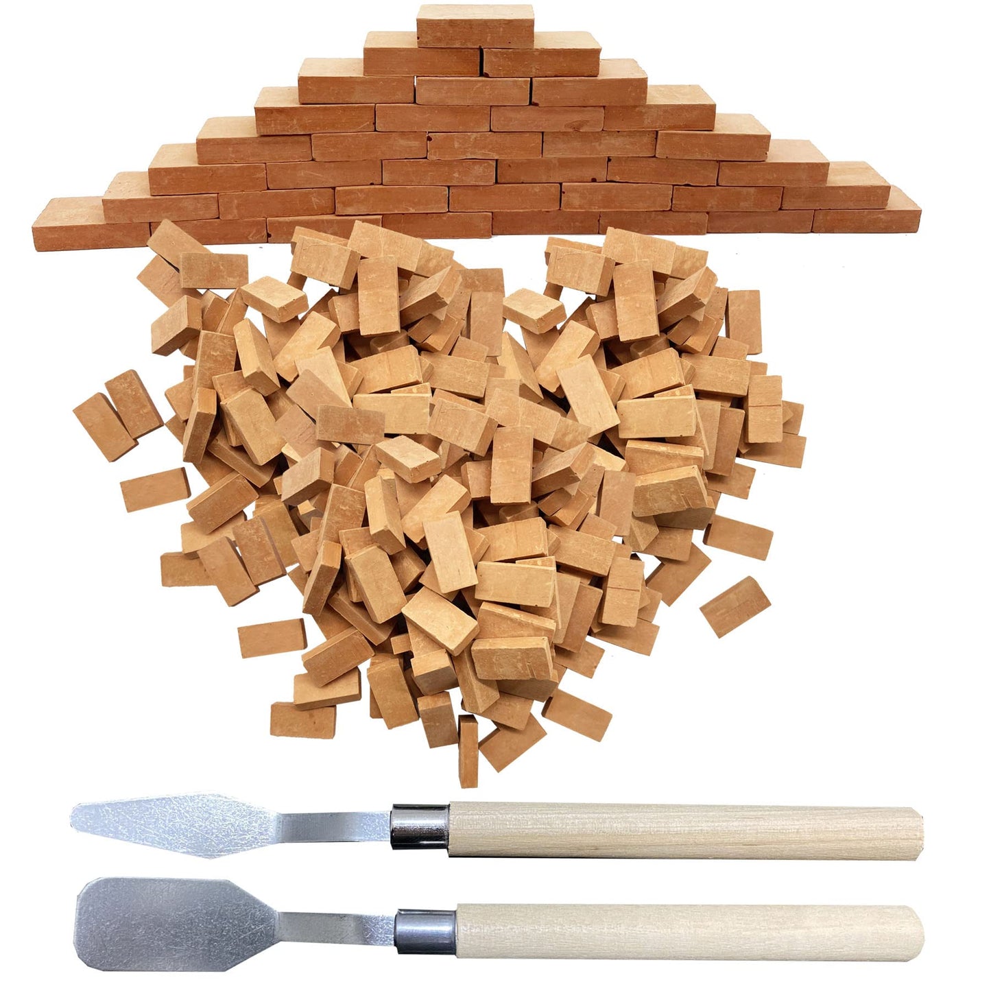 Woohome Pack Of 250 Miniature Bricks 1:16 Model Building Blocks With Scraper For Diorama Fairy Garden Decoration