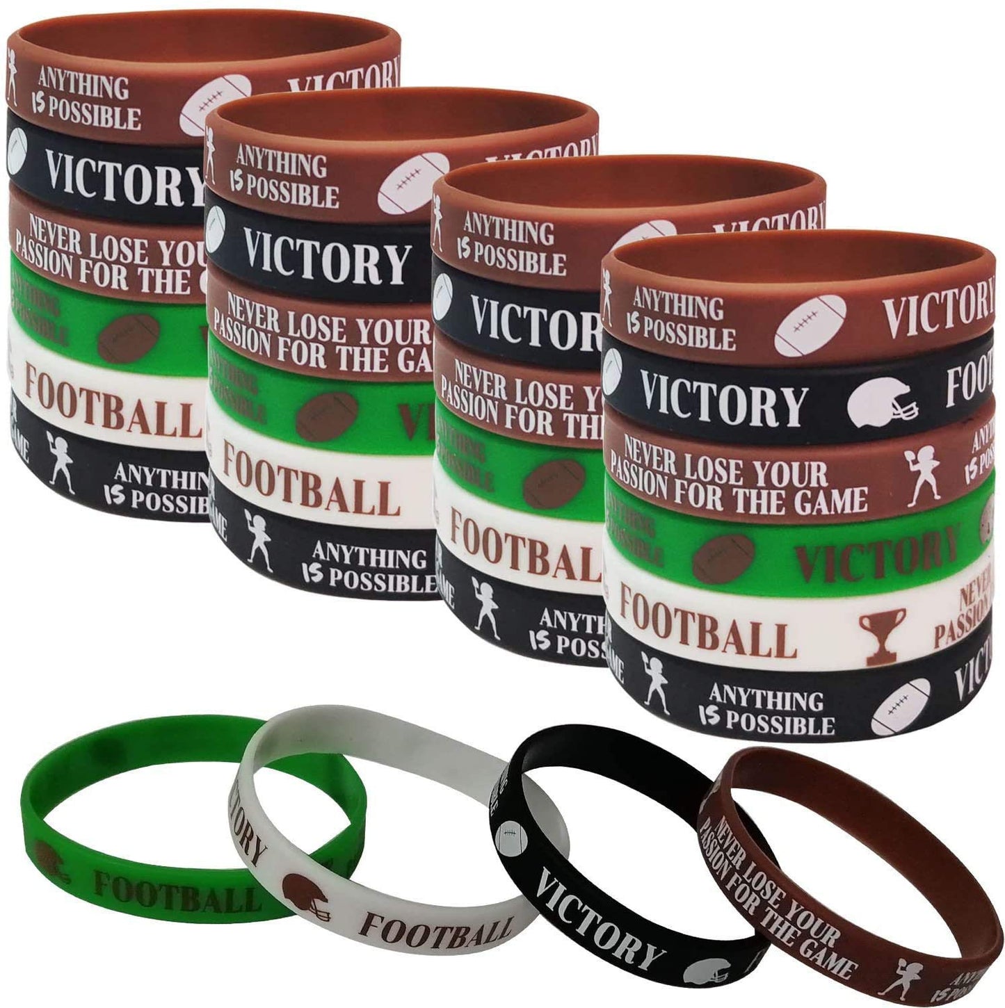 36 PCS Football Motivational Rubber Bracelets - Super Bowl Sports/Football Birthday Party Favors Supplies Decorations Gifts Priz