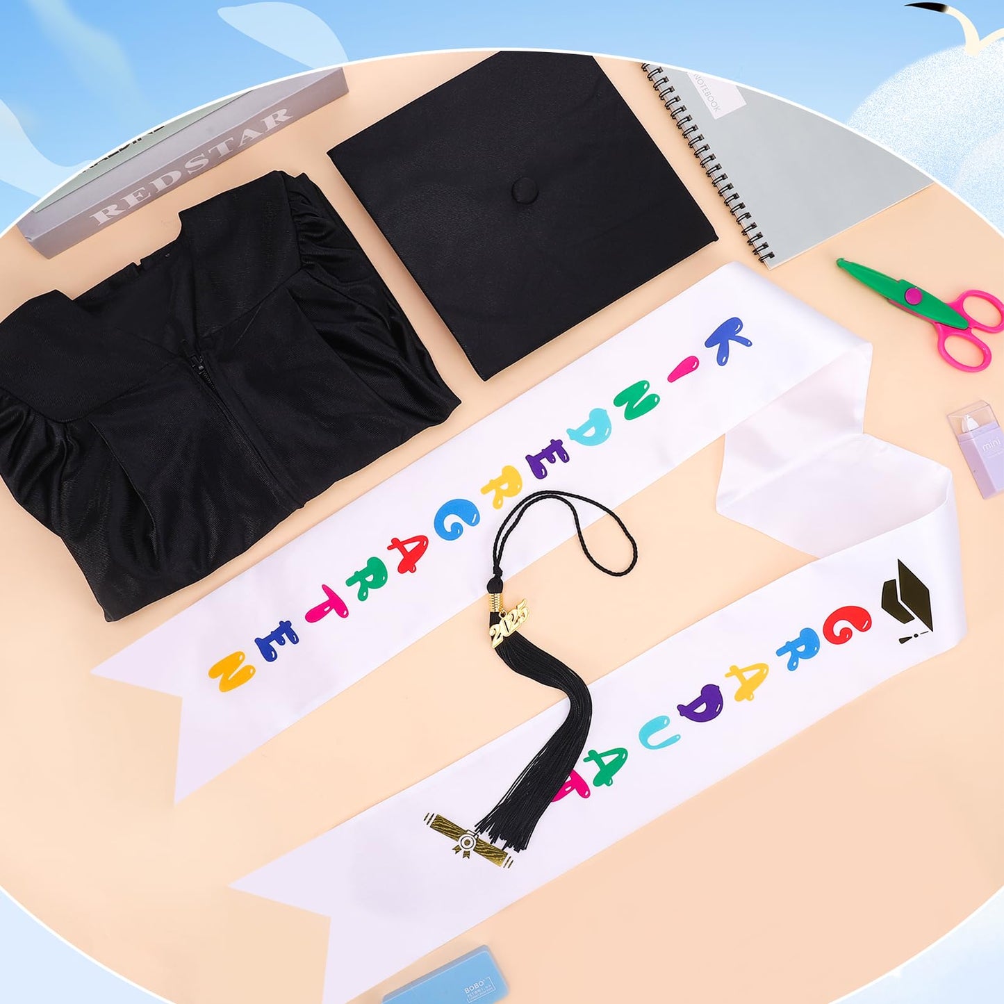 Fingertip Wd 2025 Kindergarten Graduation Cap And Gown Tassel Set For Kindergarten Preschool Toddler Children(Black 27)