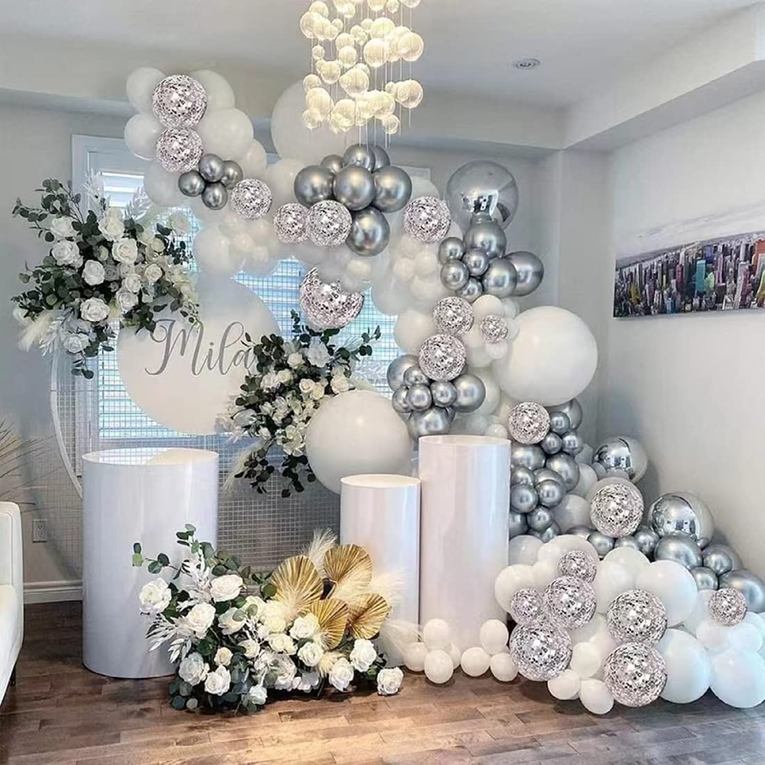 Silver Party Balloons 100Pcs 12Inch Chrome Metallic Silver Helium Balloons For Birthday Party Decoration And Arch Decoration Wed