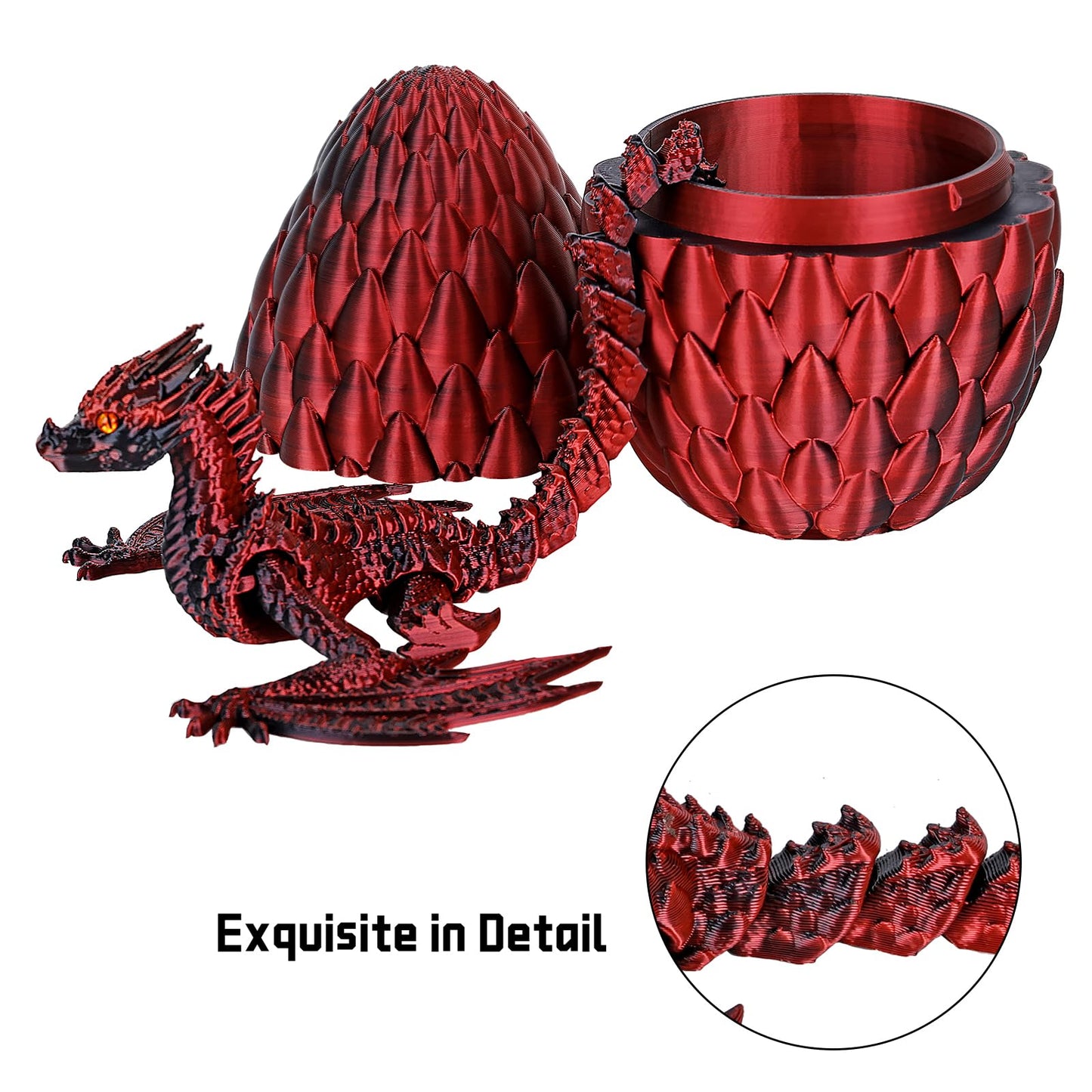 Jefuzh 3D Printed Dragon,Flying Mystery Dragon Eggs Easter Articulated Dragon,3D Printed Crystal Dragon With Wings,3D Dragon Egg