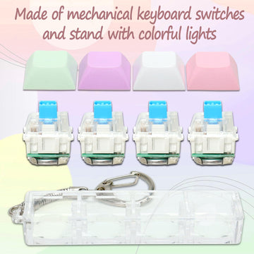 COZYMATE 4 in 1 Keyboard Fidget Toys with LED Light - Macaroon2 Keyboard Clicker for Anxiety Relief and Sensory Fun
