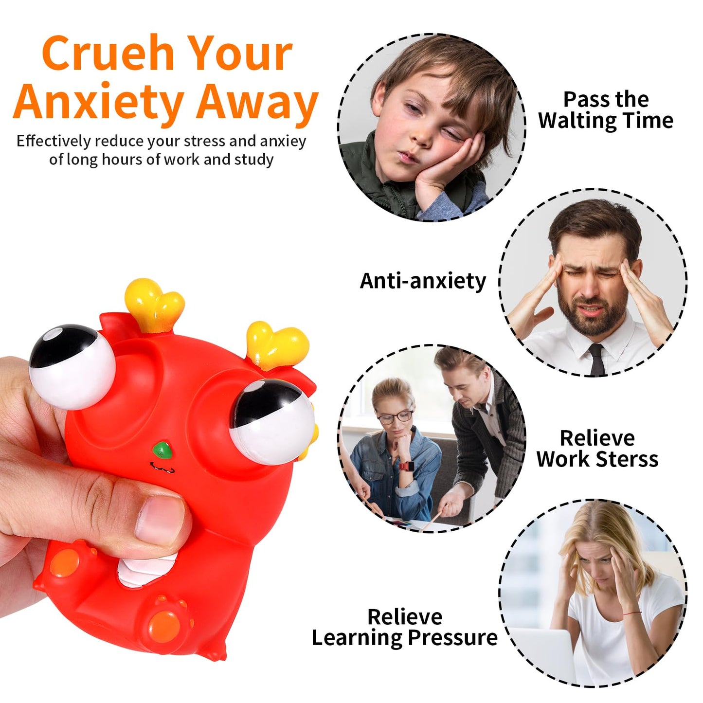 Oricraft Magic Dinosaur With Exploded Eyeballs Stress Relief Toy Surprise Exploding Eyeball Dinosaur For Anxiety Relief, Adhd Squeeze Out The Surprises And Heal The Emotions, Sensory Toy Red
