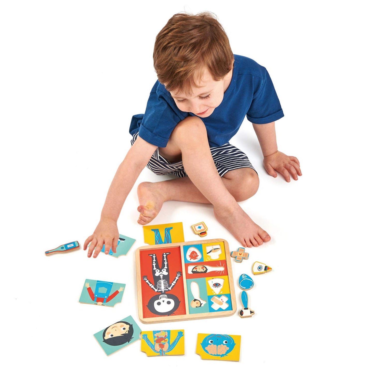 Tender Leaf Toys - Ouch Puzzle - Educational Body Parts Learning Double-Sided Puzzle With Storage Tray - Promotes Imaginary And Creative Roleplay, Helps To Create Health Awareness For Children 3+