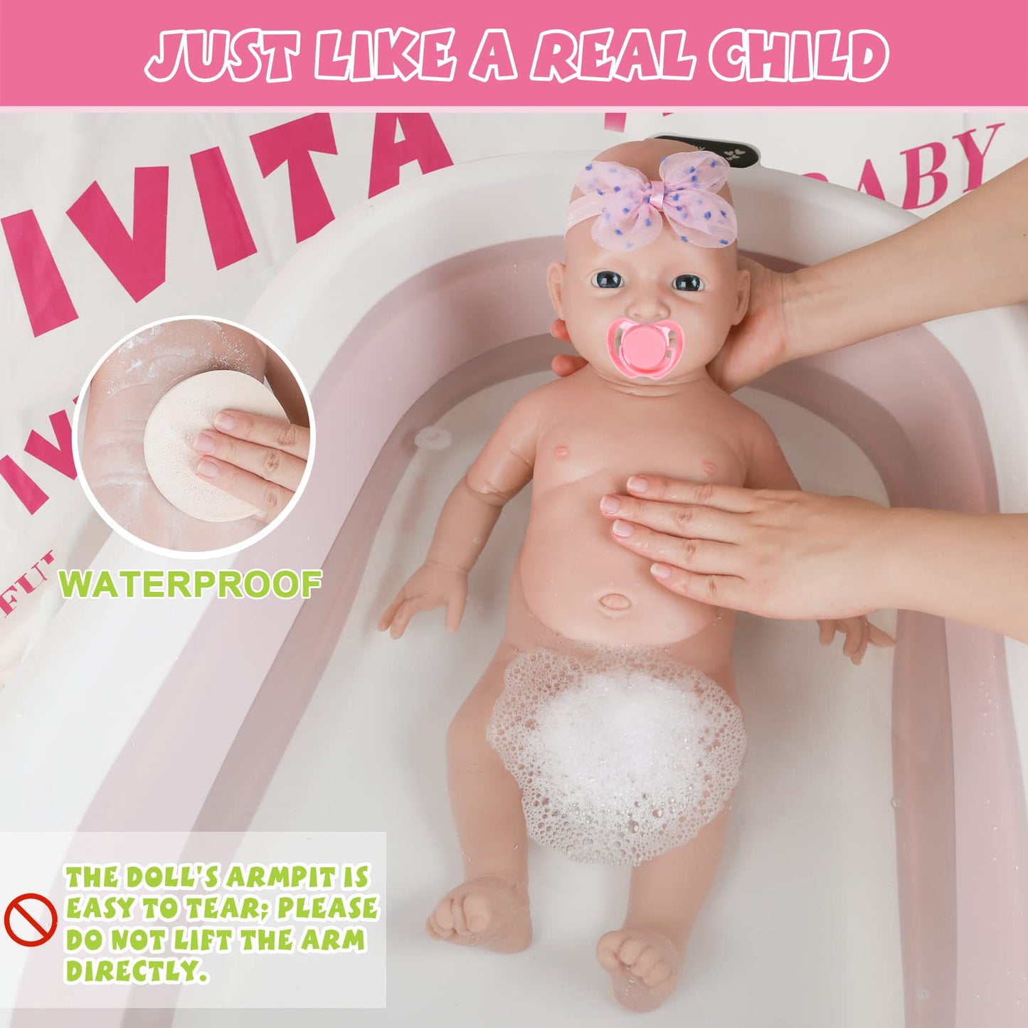 Ivita 20 Inch Full Silicone Baby Dolls,Not Vinyl Dolls,Real Full Body Silicone Baby Dolls Reborn Newborn Baby Dolls - Girl
