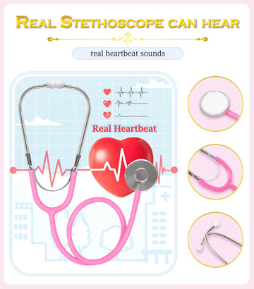 BIBUTY Doctor Costume for Girls Doctor Scrubs Costume for Kids with Lab Coat, Carry Bag, Stethoscope, Doctor Dress Up for Hallow