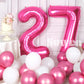 SUWEN Hot Pink 27 Inch Jumbo Foil Number Balloons 0-9 - Mylar Birthday Party Decorations for Women, 72 Anniversary Supplies