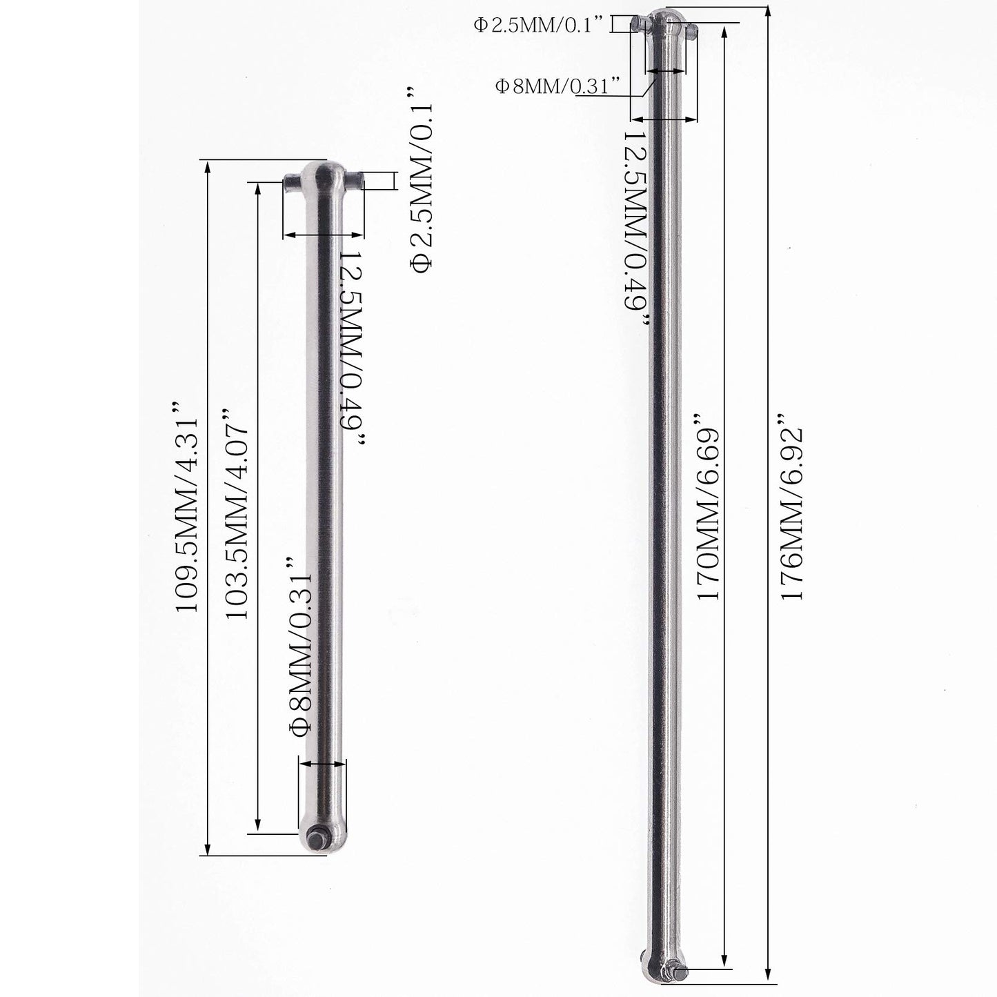 for 1-7 Arrma ARA109011 ARA109001 Center Dogbone 2Pcs #45 Steel Rear 170mm/ 103.5mm Drive Shaft Avoid Vibration Infraction Limit