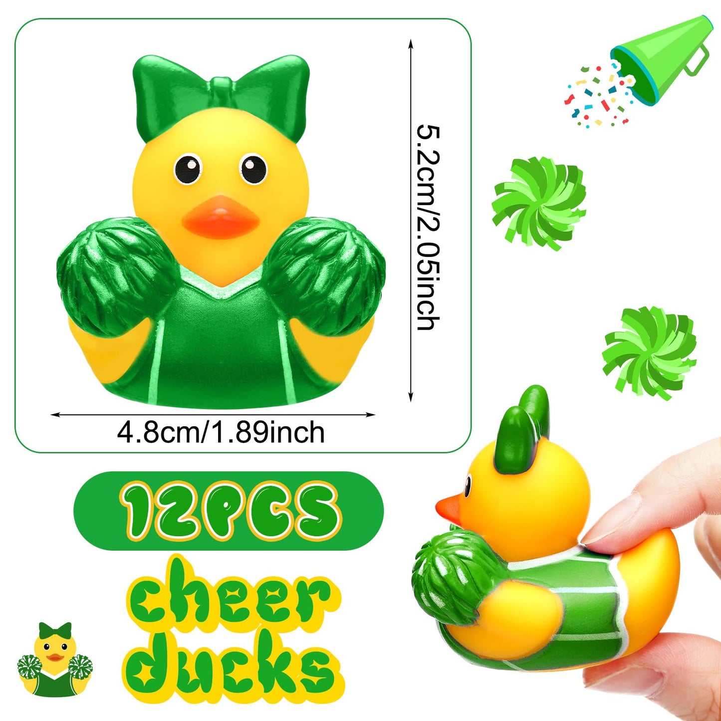 MiniInflat 24 Pcs Cheer Team Gifts Bulk Cheerleader Mini Rubber Ducks with Bows for Cheerleaders Gifts Cheer Team Party Favors I