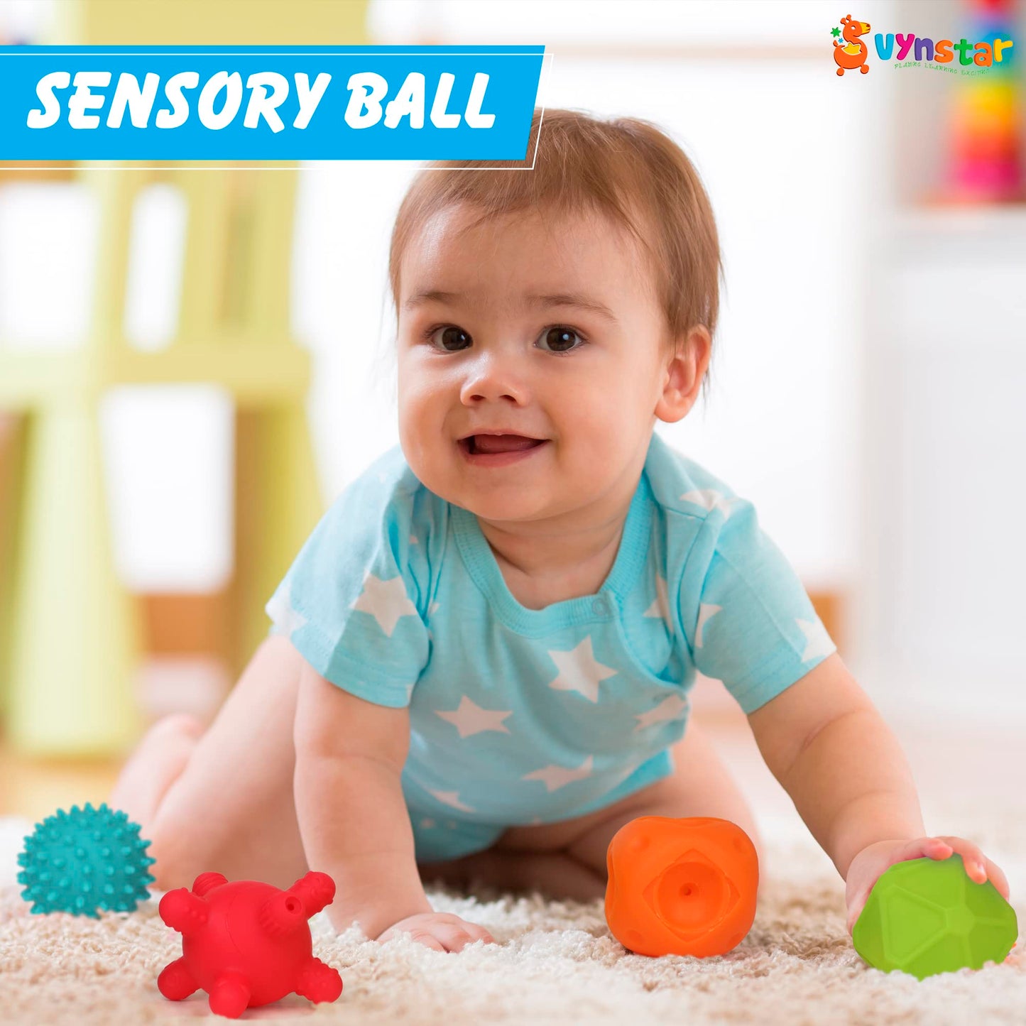 Vynstar Montessori Toys for Babies 6-12 Months & Up - 28-Piece Set of Silicone Baby Sensory Toys for Learning & Development - 4-