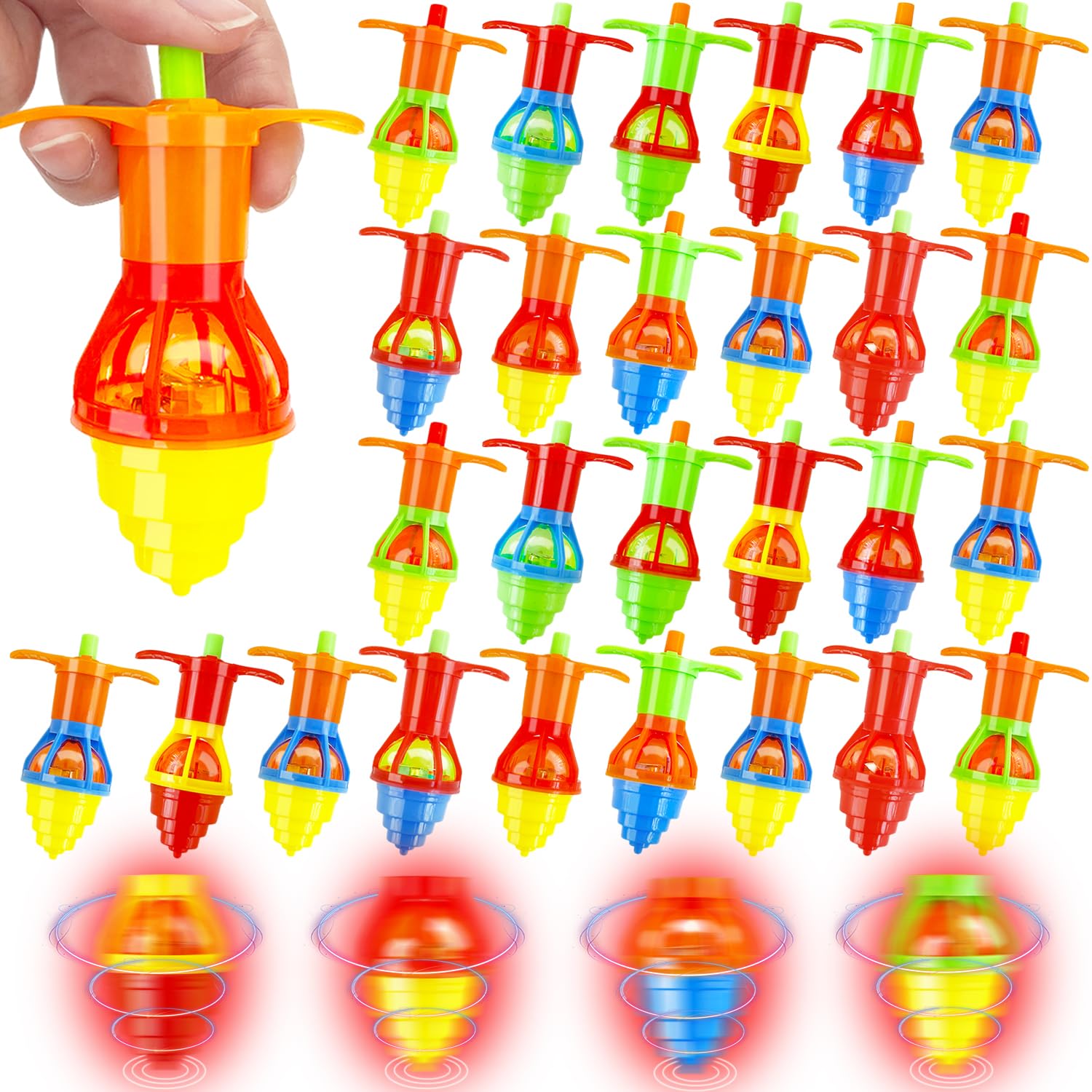 30 Pcs Light Up Spinning Tops For Kids,Led Light Up Spinning Tops With Gyroscope,Led Light Up Flashing Spinning Tops For Party Favors Goodie Bag Fillers Glow Dark Party Supply Bulk Toys