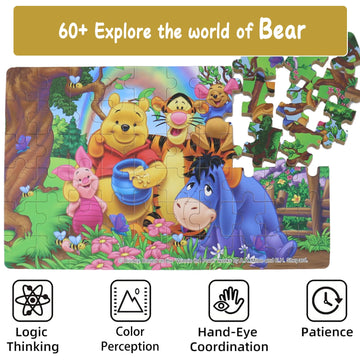 60 Piece Jigsaw Puzzles For Kids Ages 4-8 Winnie The Pooh Puzzle- Family Game Reduced Pressure Toy Gift For Children (2500)